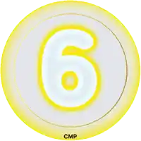 a yellow circle with the number 6 inside