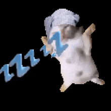 a pixelated image of a hamster holding a sign that says " aol "