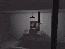 a blurry picture of a room with the words we won t need these goofy little elves running around here any more