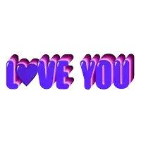 the word love is written in purple and pink