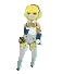 a pixel art drawing of a girl dancing with her arms in the air .