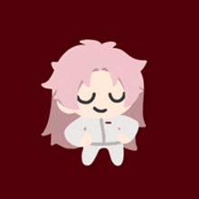 a cartoon of a girl with pink hair and white clothes