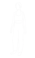 a black and white drawing of a woman jumping in the air .