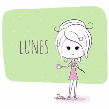 a drawing of a girl with the word jueves written on it