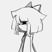 a black and white drawing of a cartoon character
