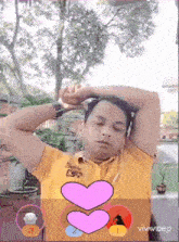 a man in a yellow shirt with the number 3 on the bottom right