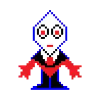 a pixel art drawing of a man with glasses and a bow tie