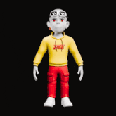 a cartoon character is wearing a yellow hoodie with the word hot on it