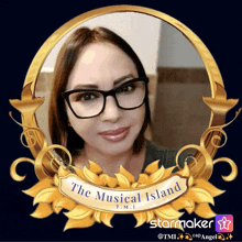 a woman wearing glasses is in a starmaker frame