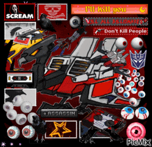 a collage of images with one that says " scream " on it