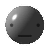a black sphere with a face on it
