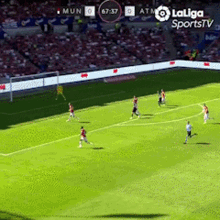 a soccer game is being broadcast on laliga sports tv