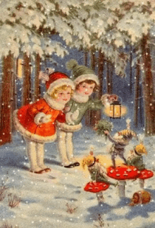 Vintage Christmas Snowing GIF - Vintage Christmas Snowing Elf GIFs