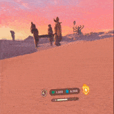 a screenshot of a video game with a statue in the background and a score of 6,500