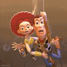 a picture of woody and jessie from the toy story