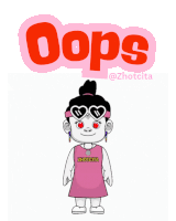 a cartoon girl wearing sunglasses and a shirt that says oops