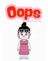 a cartoon girl wearing sunglasses and a shirt that says oops