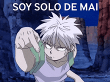 a cartoon character pointing with the words soy solo de mai