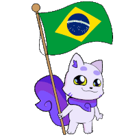 a cartoon drawing of a cat holding a flag that says brasil