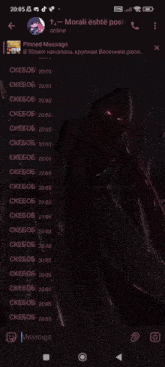a screenshot of a phone screen shows a pinned message from morali