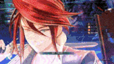 a screenshot of a video game shows a man with red hair