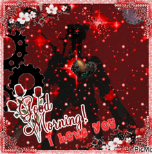a picture that says good morning i love you with a red background