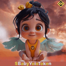 a picture of a baby with wings and the words babyyolotoken on the bottom