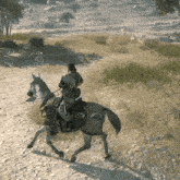 a man riding a horse on a dirt road with a circle that says 11m on it
