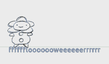 a drawing of a dolphin and a flower with the words fffffloooooweeeeeerrrrr