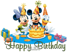 mickey mouse minnie mouse and daisy duck celebrate a birthday