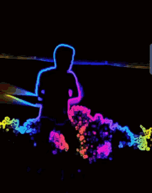 a colorful silhouette of a person holding a fishing rod