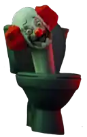 a clown is sticking out of a toilet