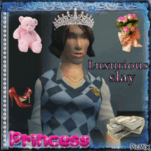 a picture of a woman with the words luxurious slay princess on the bottom