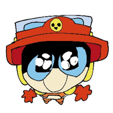 a drawing of a cartoon character wearing a red hat and sunglasses .