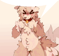 a cartoon drawing of a furry animal with a bell around its neck