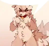a cartoon drawing of a furry animal with a bell around its neck