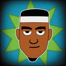 a cartoon of a man with a white headband on his head
