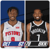 a pistons player and a brooklyn player are shown