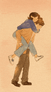 a man is carrying another man on his back