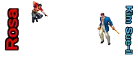 a cartoon of rosa and kim suei with a white background