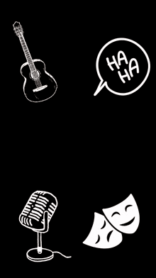 a poster for triad records with a guitar and microphone