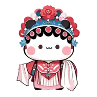 a cartoon character is wearing a traditional chinese costume and hat .
