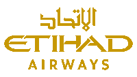 a logo for etihad airways in gold letters