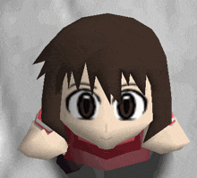 a close up of a cartoon character 's face with big eyes
