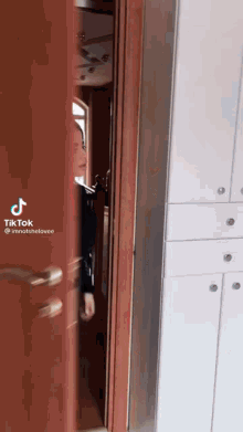 a person standing in a doorway with a tiktok watermark on the bottom