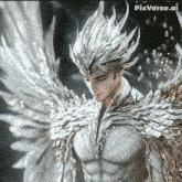 a statue of a man with wings and a pixverse.ai watermark