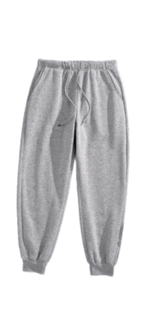 a pair of grey sweatpants with a drawstring waistband