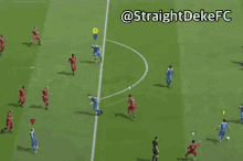 a soccer game is being played with the hashtag @straightdekefc on the bottom