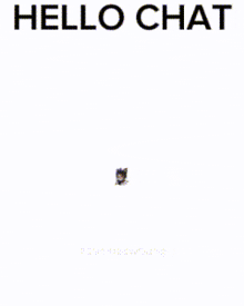a stuffed animal with x 's on its eyes and the words hello chat written above it