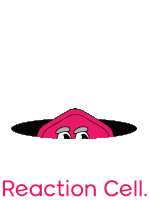 a cartoon drawing of a reaction cell with a face